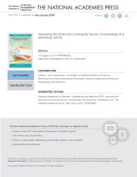 Improving The American Community Survey Proceedings Of A Workshop 1st Edition And Medicine Engineering National Academies Of Sciences Division Of Behavioral And Social Sciences And Education Committee On National Statistics Daniel L Cork
