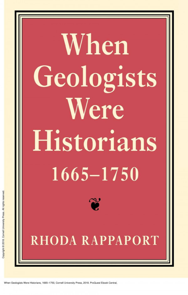 When Geologists Were Historians 16651750 Rhoda Rappaport