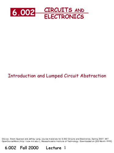 Circuits And Electronics Lecture Notes Prof Anant Agarwal