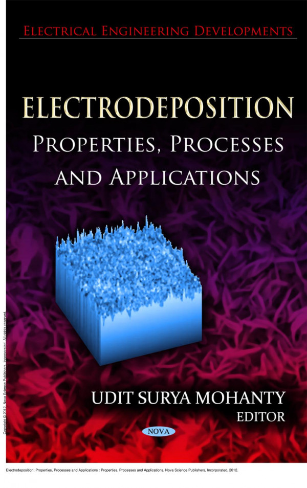 Electrodeposition Properties Processes And Applications Properties Processes And Applications 1st Edition Udit Surya Mohanty