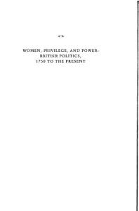 Women Privilege And Power British Politics 1750 To The Present 1st Edition Amanda Vickery