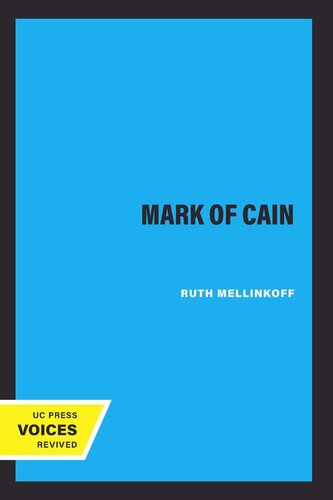 The Mark Of Cain Reprint 2019 Ruth Mellinkoff