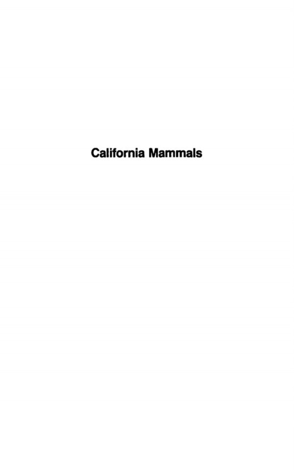 California Mammals Reprint 2020 E W Jameson Hans J Peeters