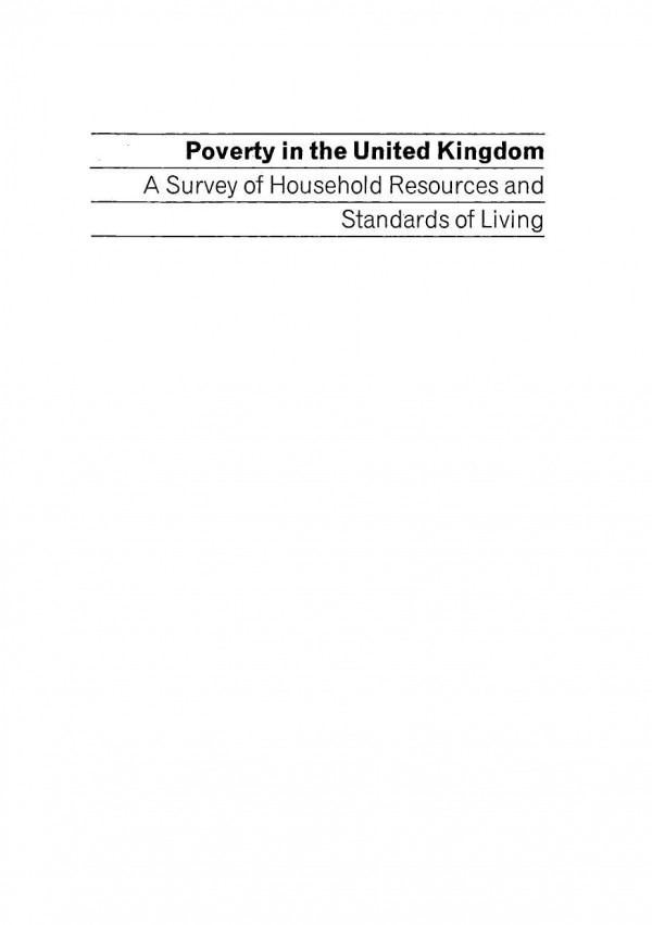 Poverty In The United Kingdom A Survey Of Household Resources And Standards Of Living Reprint 2020 Peter Townsend