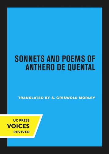 Sonnets And Poems Of Anthero De Quental Reprint 2020 S Griswold Morley