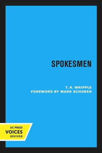 Spokesmen 2nd Printing 1963 Reprint 2020 T K Whipple Mark Schorer