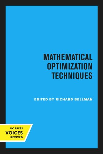 Mathematical Optimization Techniques Reprint 2020 Richard Bellman