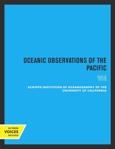 Oceanic Observations Of The Pacific 1958 Reprint 2019