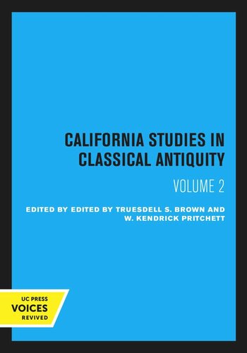 California Studies In Classical Antiquity Volume 2 Reprint 2020