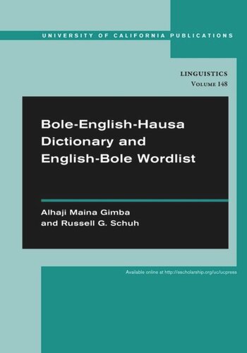 Boleenglishhausa Dictionary And Englishbole Wordlist Alhaji Maina Gimba Russell G Schuh