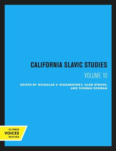 Volume 10 Reprint 2020 Nicholas V Riasanovsky Editor Gleb Struve Editor Thomas Eekman Editor