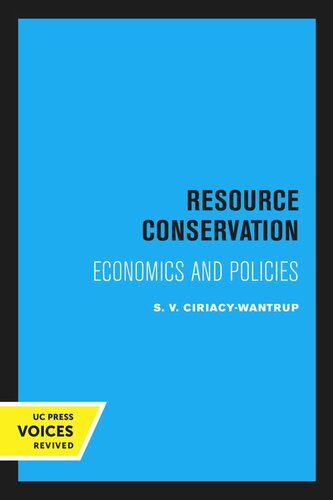 Resource Conservation Reprint 2020 S V Ciriacywantrup