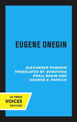 Eugene Onegin Reprint 2020 Alexander Pushkin Dorothea Prall Radin George Z Patrick