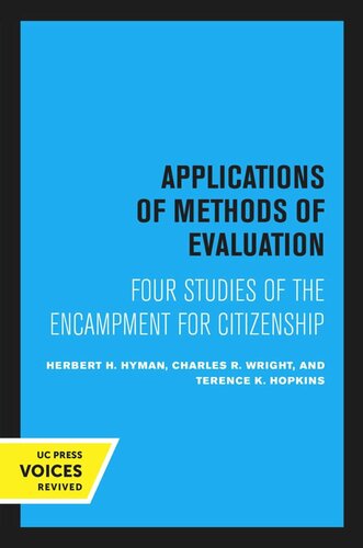 Applications Of Methods Of Evaluation Reprint 2020 Herbert H Hyman Charles R Wright Terence K Hopkins