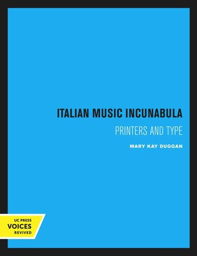 Italian Music Incunabula Reprint 2020 Mary Kay Duggan