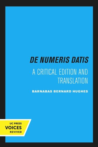 De Numeris Datis Reprint 2020 Jordanus De Nemore Editor Barnabas Bernard Hughes Editor