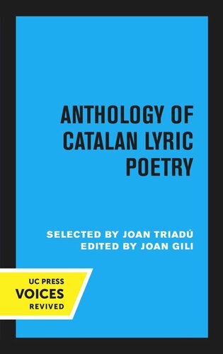 Anthology Of Catalan Lyric Poetry Reprint 2020 Joan Triad Editor Joan Gili Editor