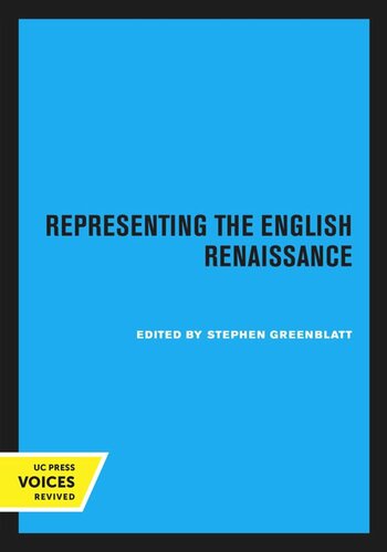 Representing The English Renaissance Reprint 2020 Stephen Greenblatt Editor