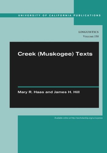 Creek Muskogee Texts Mary R Haas