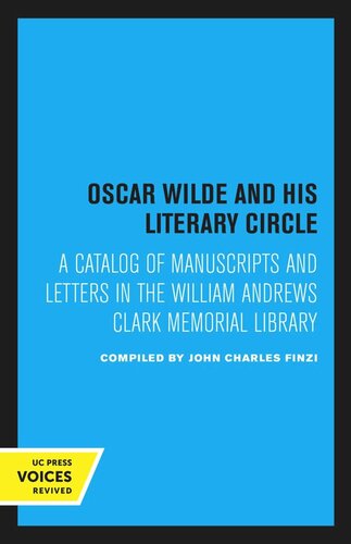 Oscar Wilde And His Literary Circle Reprint 2020 John Charles Finzi Editor