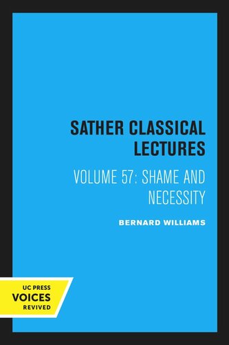 Shame And Necessity Reprint 2019 Bernard Williams