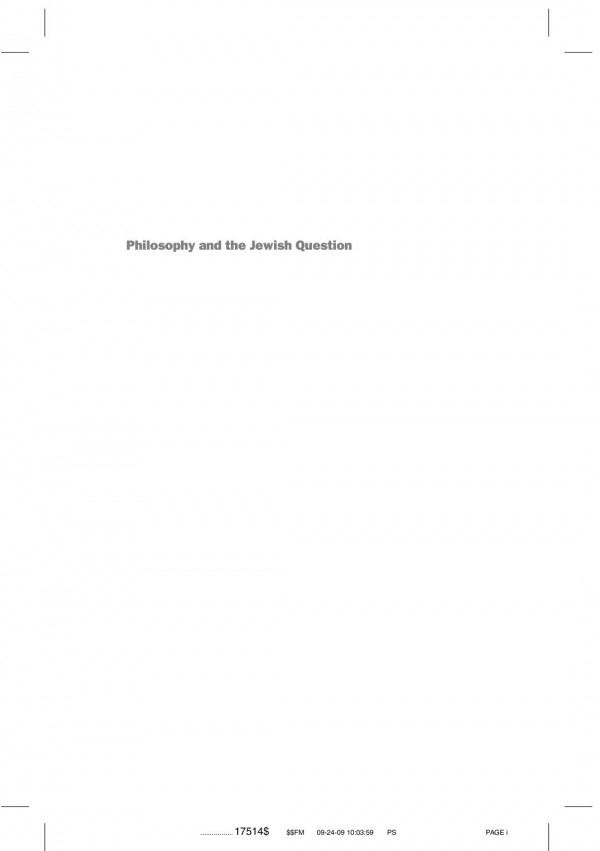 Philosophy And The Jewish Question Mendelssohn Rosenzweig And Beyond Bruce Rosenstock