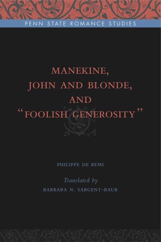 Manekine John And Blonde And Foolish Generosity Philippe De Remi Barbara N Sargentbaur
