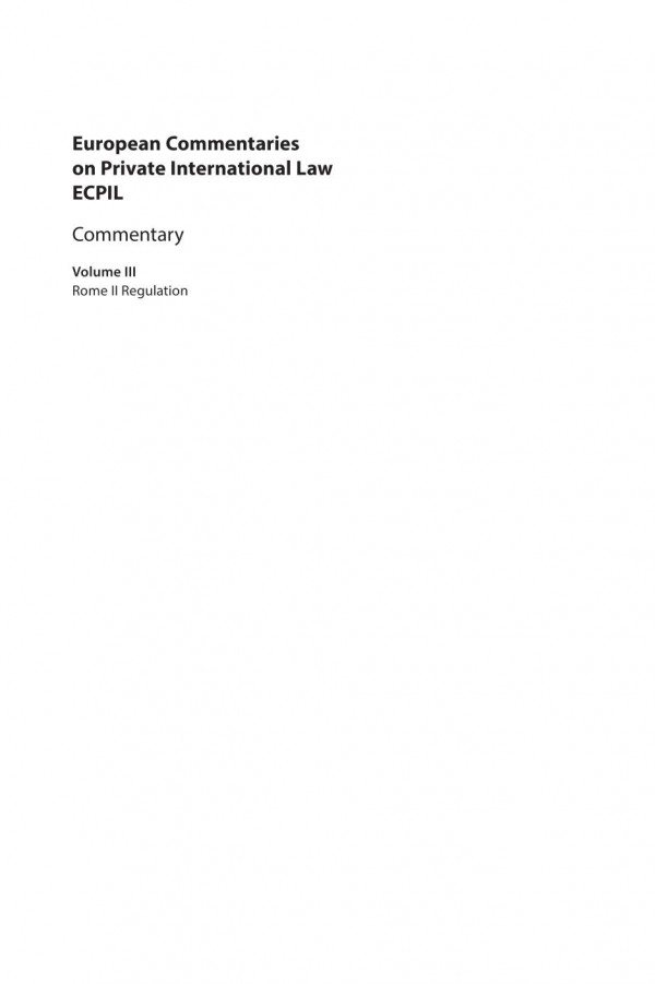 Magnusmankowski European Commentaries On Private International Law Volume 3 Rome Ii Regulation Commentary