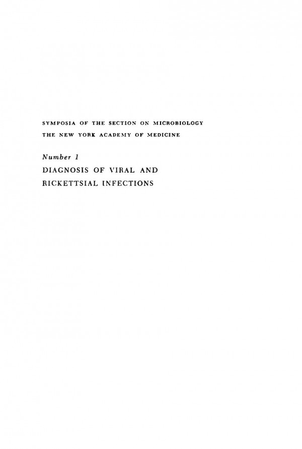 Diagnosis Of Viral And Rickettsial Infections Frank L Horsfall Editor Jr Editor