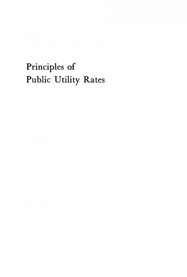 Principles Of Public Utility Rates James C Bonbright