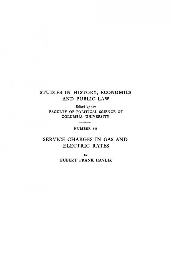 Service Charges In Gas And Electric Rates Hubert Frank Havlik