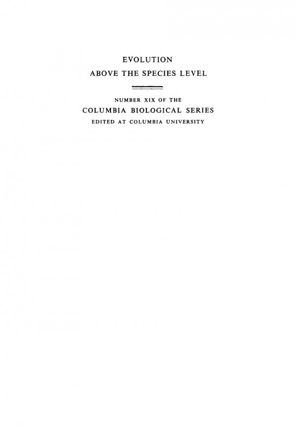 Evolution Above The Species Level Bernhard Rensch