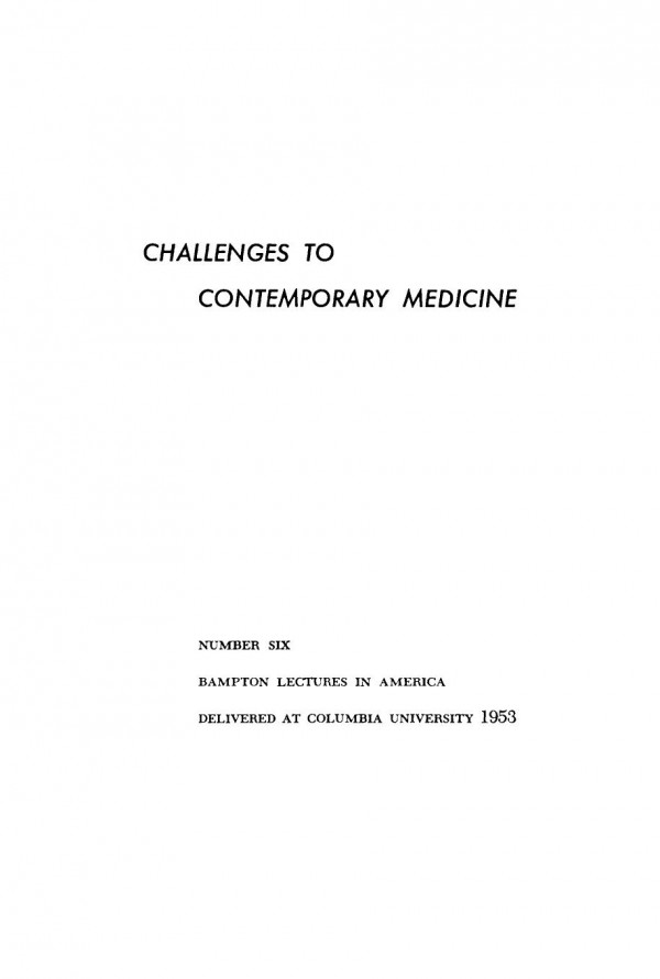 Challenges To Contemporary Medicine Alan Gregg