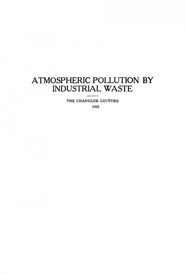 Atmospheric Pollution By Industrial Wastes Robert E Swain