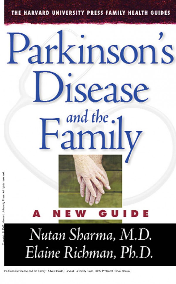 Parkinsons Disease And The Family A New Guide 1st Edition Nutan Sharma Elaine Richman