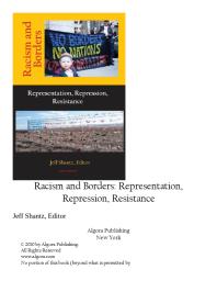 Racism And Borders Representation Repression Resistance 1st Edition Jeff Shantz