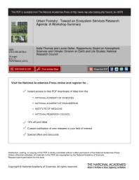 Urban Forestry Toward An Ecosystem Services Research Agenda A Workshop Summary 1st Edition National Research Council Division On Earth And Life Studies Board On Atmospheric Sciences And Climate Laurie Geller Katie Thomas