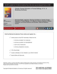 Climate Change Education In Formal Settings K14 A Workshop Summary 1st Edition National Research Council Division Of Behavioral And Social Sciences And Education Board On Science Education K14 Steering Committee On Climate Change Education In Formal Settings Alexandra Beatty