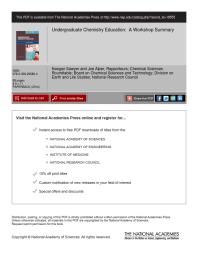 Undergraduate Chemistry Education A Workshop Summary 1st Edition National Research Council Division On Earth And Life Studies Board On Chemical Sciences And Technology Chemical Sciences Roundtable Joe Alper Keegan Sawyer