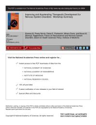 Improving And Accelerating Therapeutic Development For Nervous System Disorders Workshop Summary 1st Edition Institute Of Medicine Board On Health Sciences Policy Forum On Neuroscience And Nervous System Disorders Bruce M Altevogt Miriam Davis Diana E Pankevich Sheena M Posey Norris