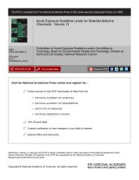 Acute Exposure Guideline Levels For Selected Airborne Chemicals Volume 13 1st Edition National Research Council Division On Earth And Life Studies Board On Environmental Studies And Toxicology Committee On Toxicology Committee On Acute Exposure Guideline Levels