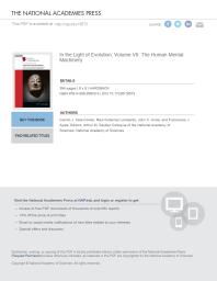 In The Light Of Evolution Volume Vii The Human Mental Machinery 1st Edition National Academy Of Sciences Francisco J Ayala John C Avise Ral Gutirrez Lombardo Camilo J Celaconde