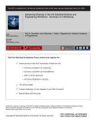 Advancing Diversity In The Us Industrial Science And Engineering Workforce Summary Of A Workshop 1st Edition National Academy Of Engineering Catherine J Didion Rita S Guenther