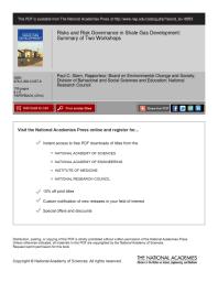 Risks And Risk Governance In Shale Gas Development Summary Of Two Workshops 1st Edition National Research Council Division Of Behavioral And Social Sciences And Education Board On Environmental Change And Society Paul C Stern