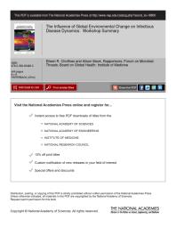 The Influence Of Global Environmental Change On Infectious Disease Dynamics Workshop Summary 1st Edition Institute Of Medicine Board On Global Health Forum On Microbial Threats Alison Mack Eileen R Choffnes