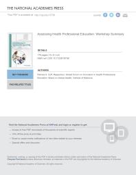Assessing Health Professional Education Workshop Summary 1st Edition Institute Of Medicine Board On Global Health Global Forum On Innovation In Health Professional Education Patricia A Cuff