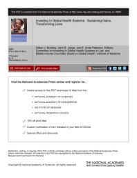 Investing In Global Health Systems Sustaining Gains Transforming Lives 1st Edition Institute Of Medicine Board On Global Health Committee On Investing In Health Systems In Low And Middleincome Countries E Anne Peterson John E Lange Gillian J Buckley