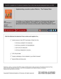 Implementing Juvenile Justice Reform The Federal Role 1st Edition National Research Council Division Of Behavioral And Social Sciences And Education Committee On Law And Justice Committee On A Prioritized Plan To Implement A Developmental Approach In Juvenile Justice Reform
