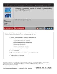 Frontiers Of Engineering Reports On Leadingedge Engineering From The 2014 Symposium 1st Edition National Academy Of Engineering