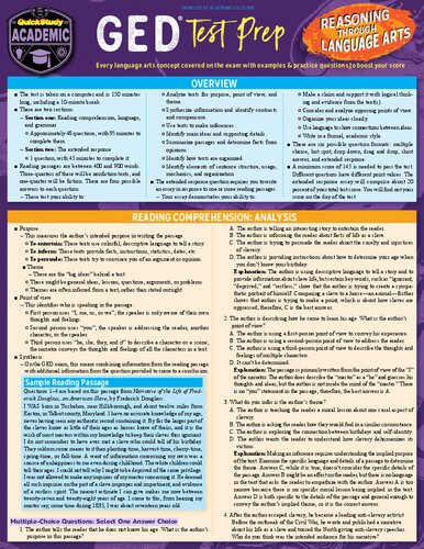 Ged Test Prep Reasoning Through Language Arts Reference Guide Quickstudy Academic New Phd Broek